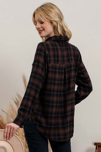 Averie Brown/Black multi color button up flannel