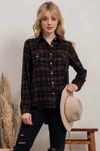 Averie Brown/Black multi color button up flannel