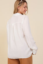 Load image into Gallery viewer, Off White or Black Long sleeve chiffon button down blouse