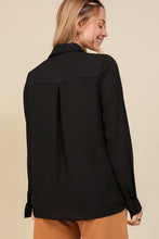 Load image into Gallery viewer, Off White or Black Long sleeve chiffon button down blouse