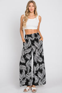 Linda Black Print Wide Leg Pants