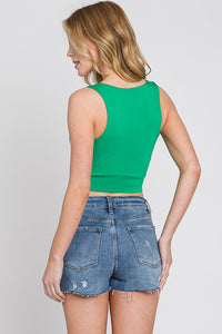 Kelly Green, Black Front twist crop top