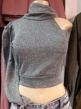 Load image into Gallery viewer, One Shoulder Mock Neck Long Sleeve Crop Top