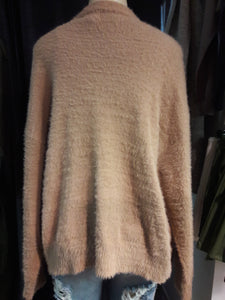 Ivory or Mocha Long Sleeve Fuzzy Cardigan