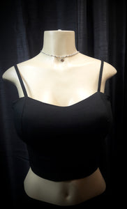 *CLEARANCE* Liliane Cropped Spaghetti Strap Top w/ Adjustable Straps and Padded Cups