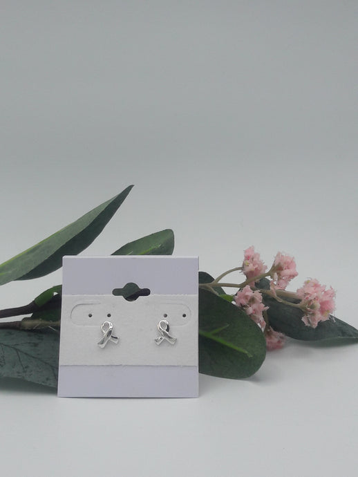 Delaney Dainty Cancer Awareness Ribbon Sterling Silver Post Back Earrings