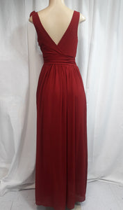 Red Maxi V Neck Dress