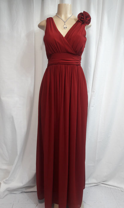 Red Maxi V Neck Dress