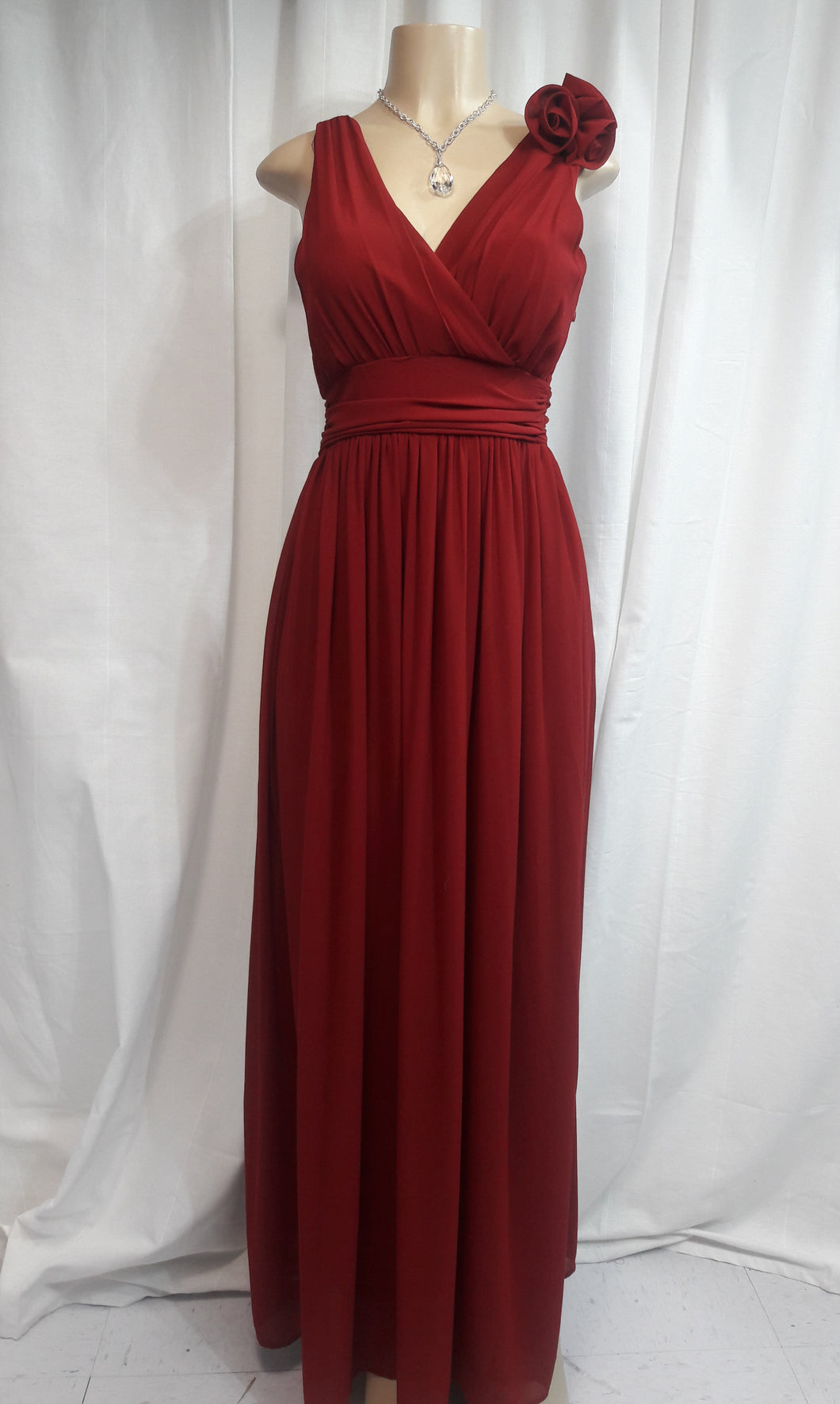 Red Maxi V Neck Dress