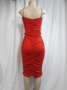 Stacy Super Cinched Red Midi Dress