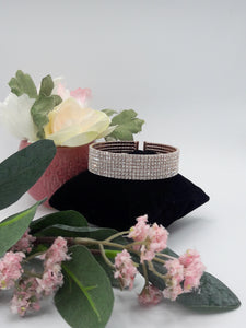 Rose Gold Tone Semi Precious Stone Cuff Bracelet