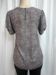 *Clearance* Marlene Taupe Short Sleeve V Neck Animal Print Top