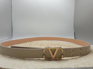 Alexa Thin Faux Leather Belt with Gold Tone Buckle