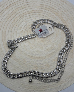 Thick Silver Tone Chain Belt