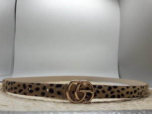 Small Sand and Black Fur Animal Print Belt