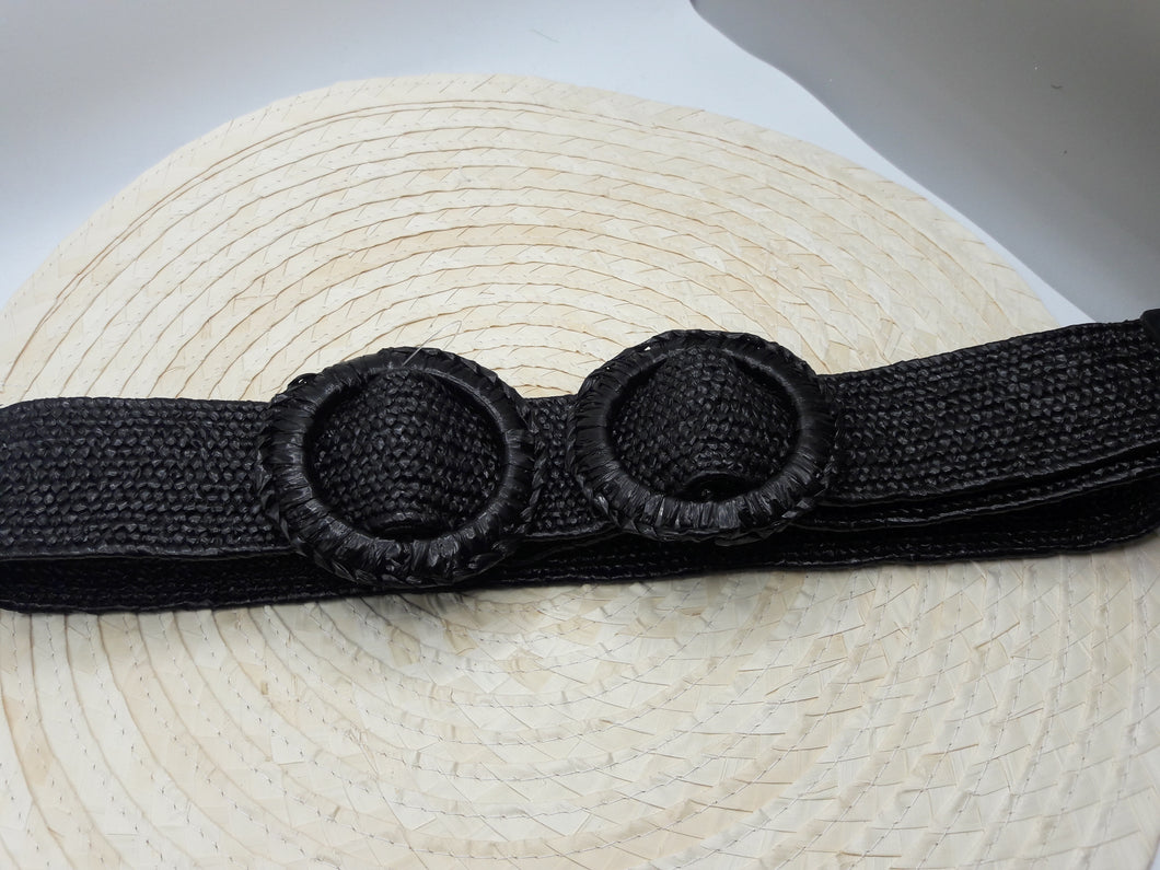 Kayline Black Weaved Belt w/ Circular Buckle