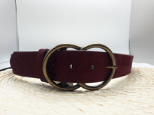 Load image into Gallery viewer, Sabrina Blue or Wine Faux Suede Belt w/ Bronze Buckle