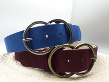 Load image into Gallery viewer, Sabrina Blue or Wine Faux Suede Belt w/ Bronze Buckle