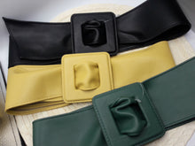 Load image into Gallery viewer, Daniela Black, Green, or Yellow Faux Leather Belt w/ Square Buckle