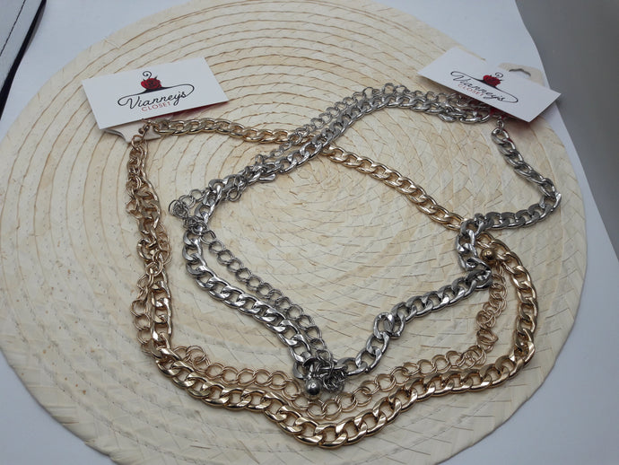 Gold or Silver Tone Thin Chain Belt