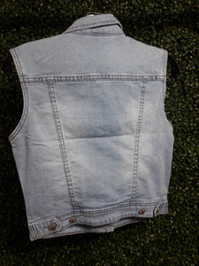 Kalina Light Wash Sleeveless Denim Jacket