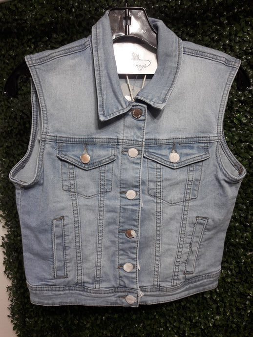 Kalina Light Wash Sleeveless Denim Jacket