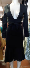 Load image into Gallery viewer, Bianca Black Long Sleeve V Neck Hi-Low Dress