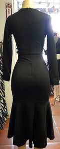 Bianca Black Long Sleeve V Neck Hi-Low Dress