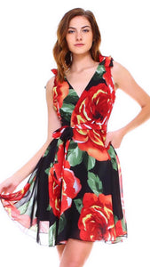 Paulina V Neck Sleeveless Floral Dress