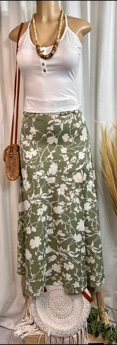 Jessie Leaf Print Maxi Skirt