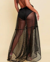 Load image into Gallery viewer, Marina Black Mesh Long Sleeve V Neck Beach Maxi Dress