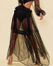 Load image into Gallery viewer, Marina Black Mesh Long Sleeve V Neck Beach Maxi Dress