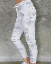 Load image into Gallery viewer, Pencil Sketch Camo Print Crinkle Jogger w/ Sequin Patches