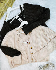 Karla Blush/Cocoa Brown Eyelash Cardigan and Camisole Set