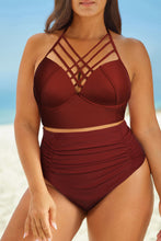 Load image into Gallery viewer, Helen Halter Neck Crisscross Ruched Two-Piece Swimsuit