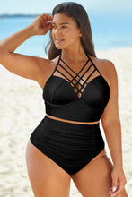 Load image into Gallery viewer, Helen Halter Neck Crisscross Ruched Two-Piece Swimsuit