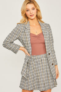 Sally Solid Classy Design Plaid Blazer