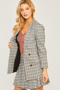 Sally Solid Classy Design Plaid Blazer