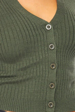 Load image into Gallery viewer, Genna Olive Ribbed Collared Sweater Top