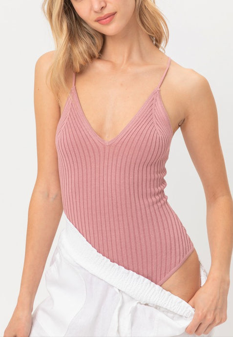 Melissa White,Mauve or Light Blue Ribbed Bodysuit