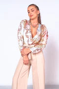 Abstract Surplice Print Bodysuit