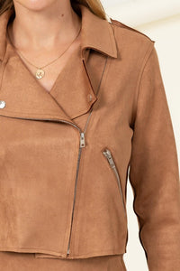 Light Camel "Melina" Mod Girl Faux Suede Moto Jacket