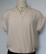 Load image into Gallery viewer, Clearance** Ivory Short Sleeve  Round Neck Silky Top