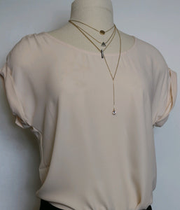 Clearance** Ivory Short Sleeve  Round Neck Silky Top