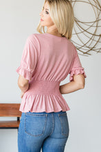 Load image into Gallery viewer, *CLEARANCE* Lightest Mustard, Rose Pink Ruffled Half Sleeve Top