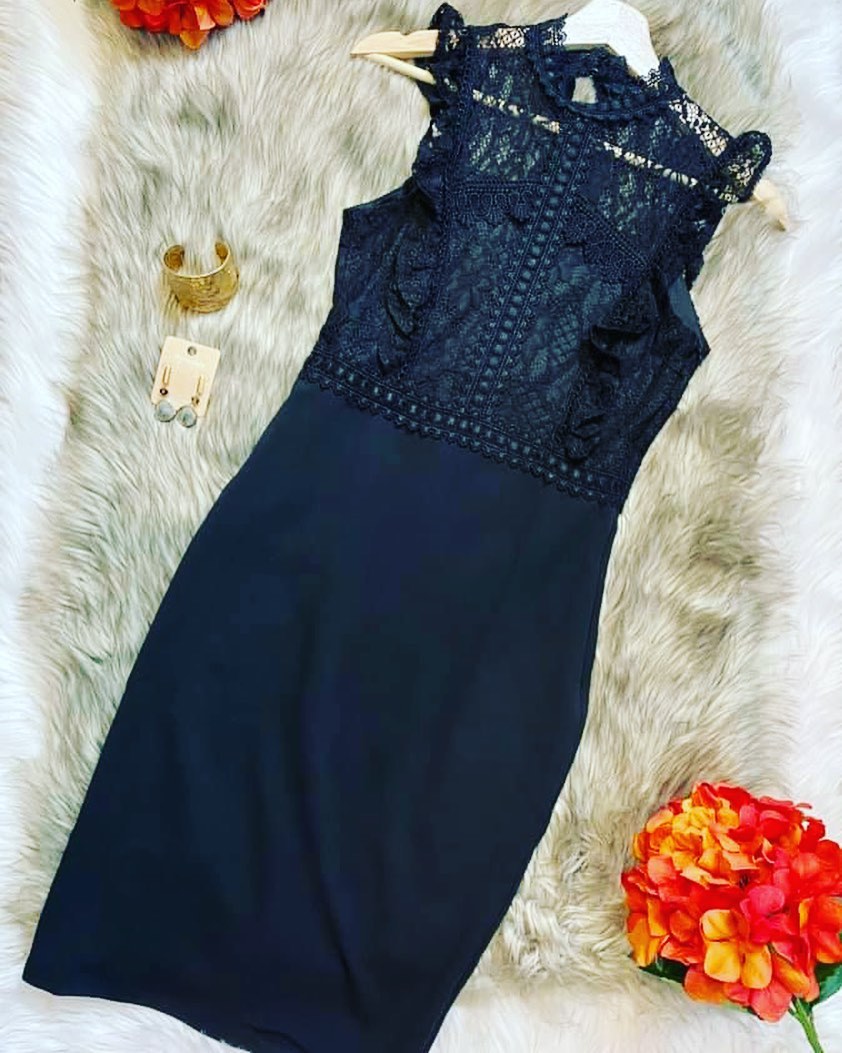 Jossie Black Lace Front Dress