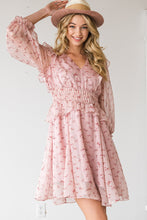 Load image into Gallery viewer, Melody Pink Floral 3/4 Sleeve Short Dress