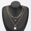 Hermione Sorelle Gold Lock & Heart Charm Chain Link Necklace Set