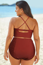 Load image into Gallery viewer, Helen Halter Neck Crisscross Ruched Two-Piece Swimsuit