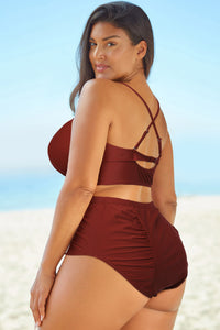 Helen Halter Neck Crisscross Ruched Two-Piece Swimsuit